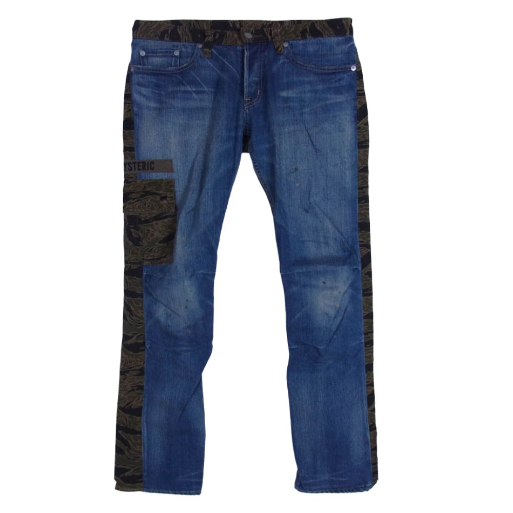HYSTERIC GLAMOUR ヒステリックグラマー 0293AP04 Docking Skinny Denim Pants ドッキング スキニー カモフラ デニム パンツ ブルー系 32【中古】