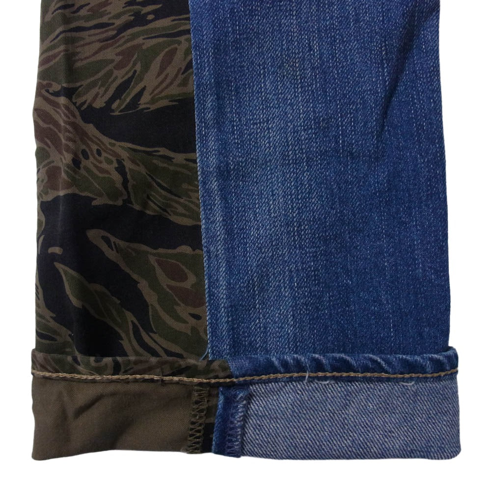 HYSTERIC GLAMOUR ヒステリックグラマー 0293AP04 Docking Skinny Denim Pants ドッキング スキニー カモフラ デニム パンツ ブルー系 32【中古】
