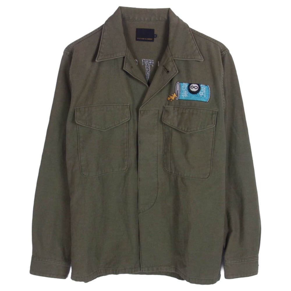 HYSTERIC GLAMOUR ヒステリックグラマー 02173AH06 STRAWBERRY MONSTER ストロベリー モンスター 刺繍 ミリタリー シャツ ジャケット カーキ系 S【中古】