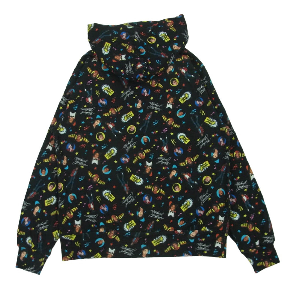 HYSTERIC GLAMOUR ヒステリックグラマー 02182CF01 MJ-BEAT IT！ Michael Jackson マイケルジャクソン 総柄 ジップアップ パーカー ブラック系 M【中古】