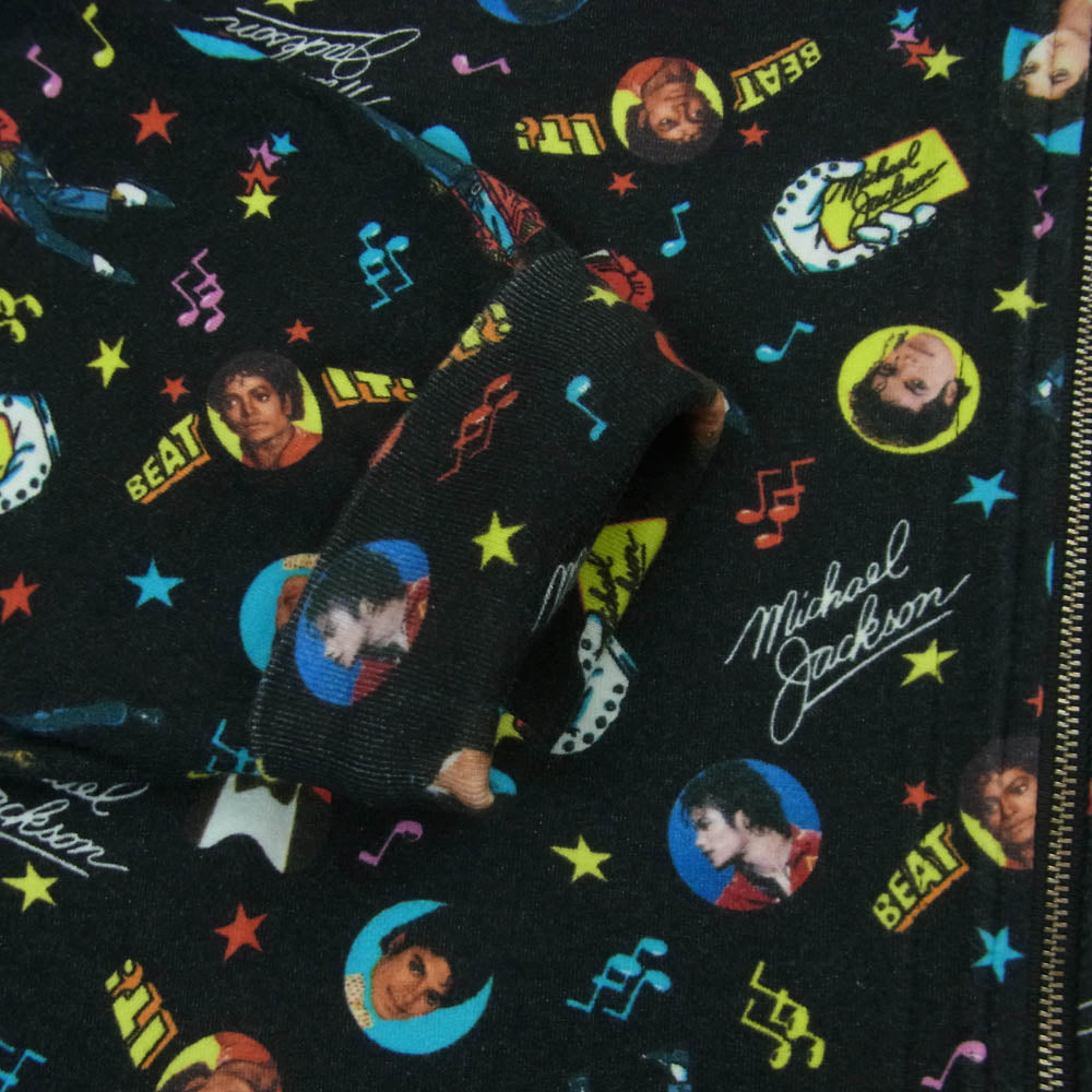 HYSTERIC GLAMOUR ヒステリックグラマー 02182CF01 MJ-BEAT IT！ Michael Jackson マイケルジャクソン 総柄 ジップアップ パーカー ブラック系 M【中古】