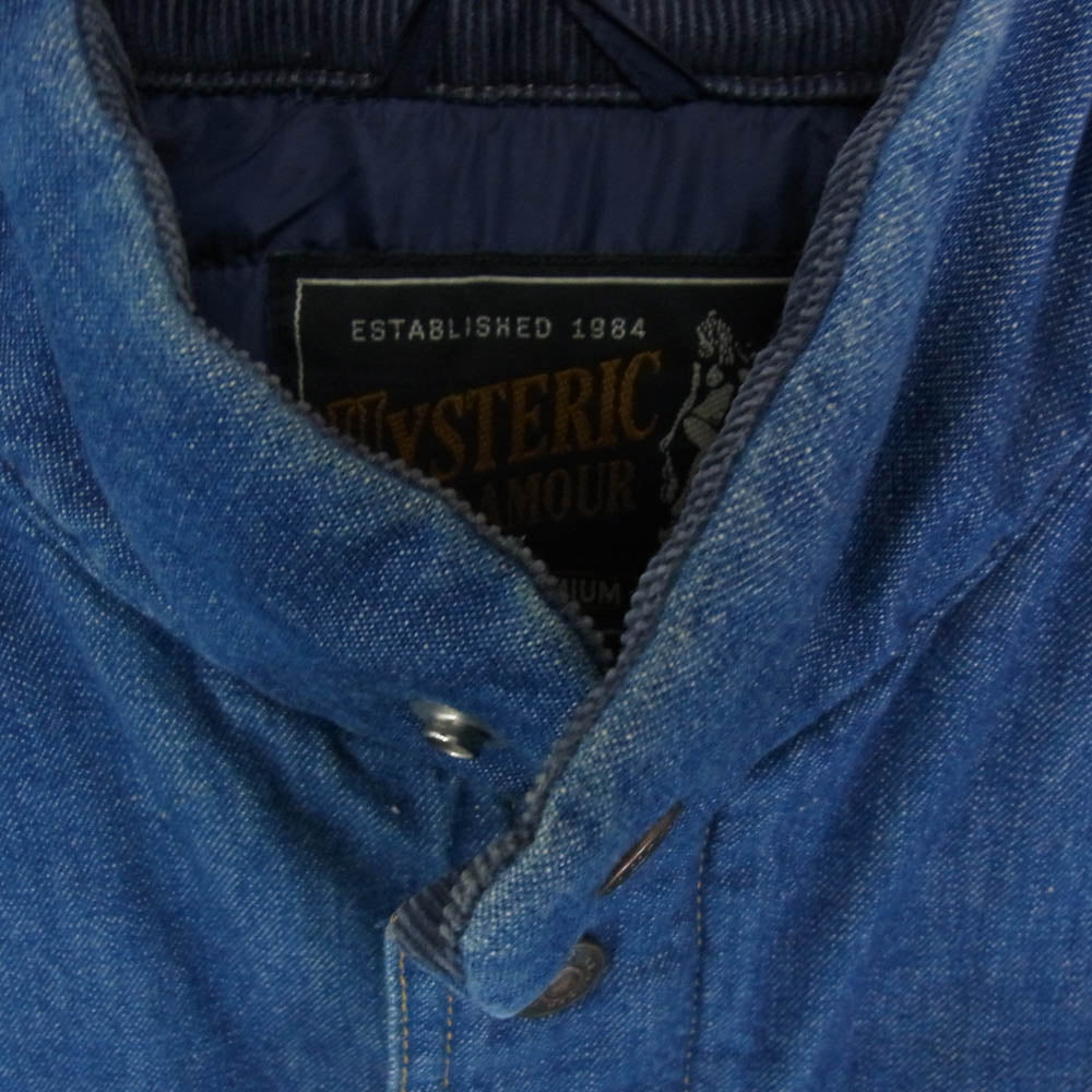 HYSTERIC GLAMOUR ヒステリックグラマー 0253AB07 中綿 プリマロフト デニム ジャケット ブルゾン インディゴブルー系 M【中古】