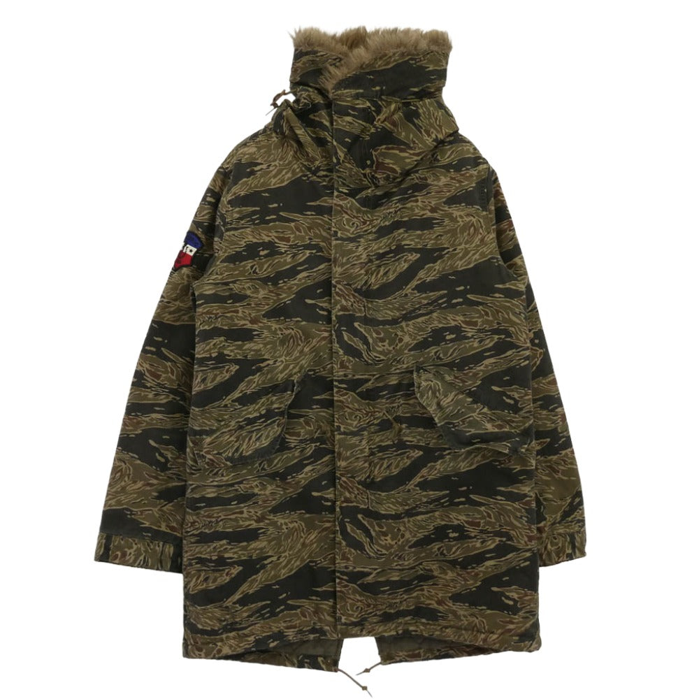 HYSTERIC GLAMOUR ヒステリックグラマー 0233AC03 TIGER STRIPE タイガーストライプ モッズコート カーキ系 S【中古】