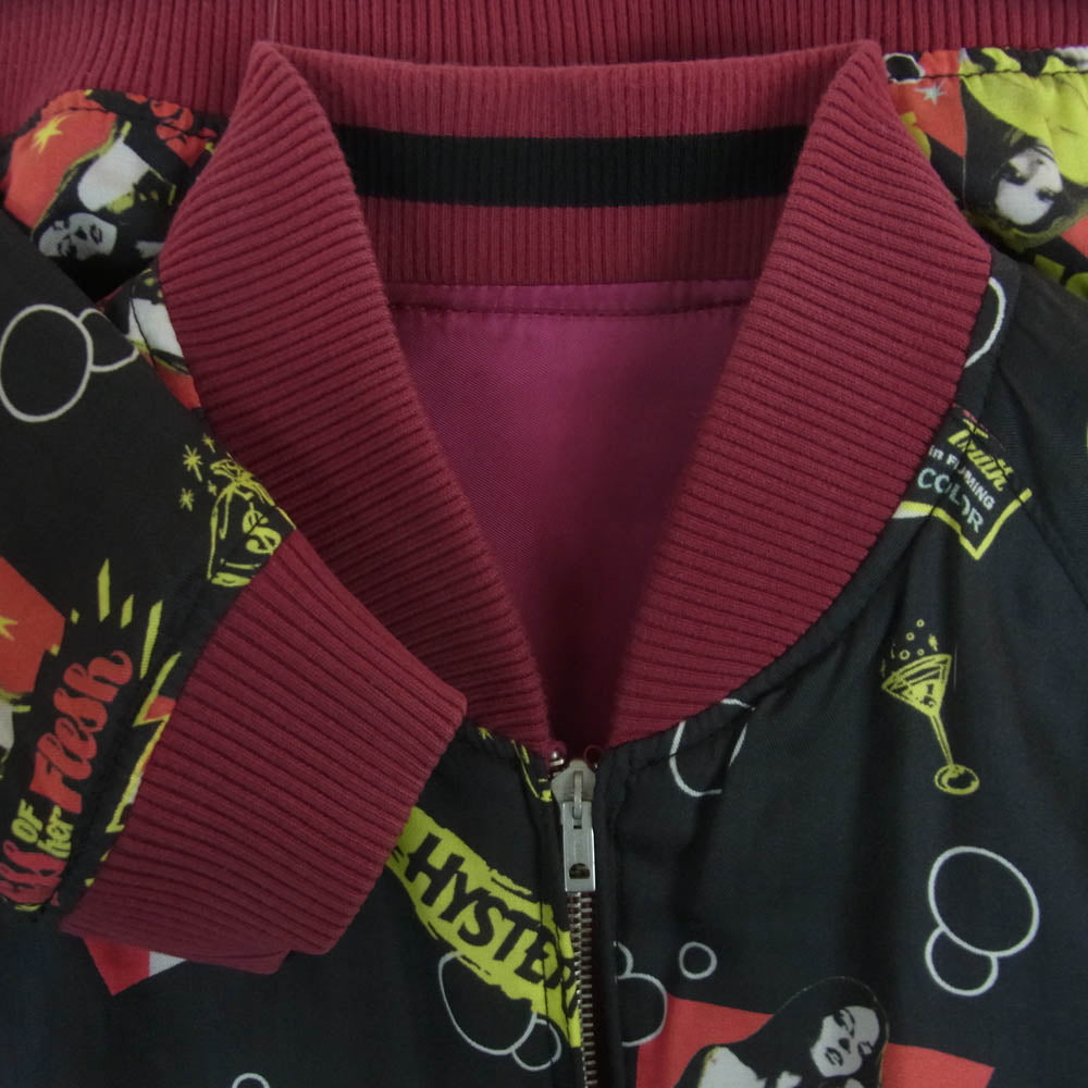 HYSTERIC GLAMOUR ヒステリックグラマー 0251AB07 リバーシブル ガール ロゴ 刺繍 スカジャン ワインレッド系 ブラック系 M【中古】