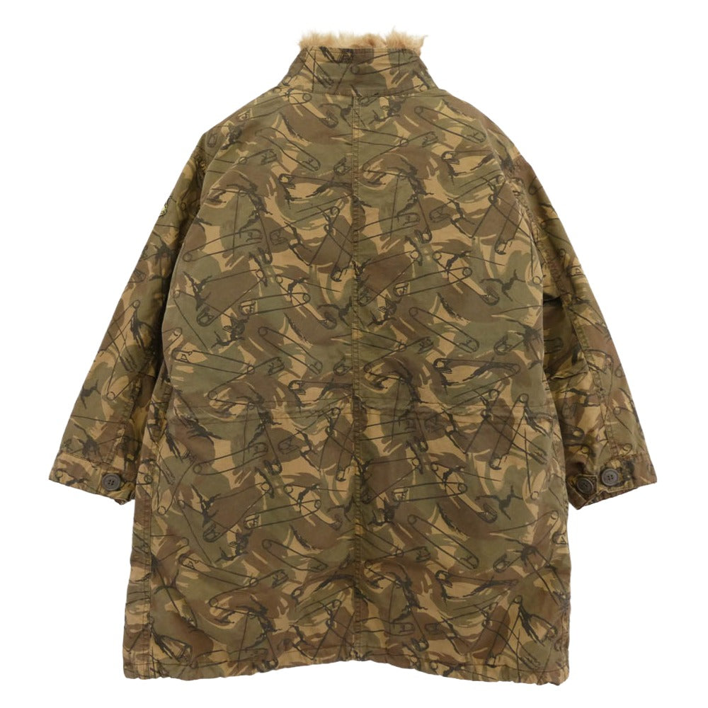 HYSTERIC GLAMOUR ヒステリックグラマー 0143AC08 カルガンラムファー リアル ファー ライナー 安全ピン カモフラ 総柄 モッズコート ジャケット ライトブラウン系 カーキ系 マルチカラー系 FERR【中古】