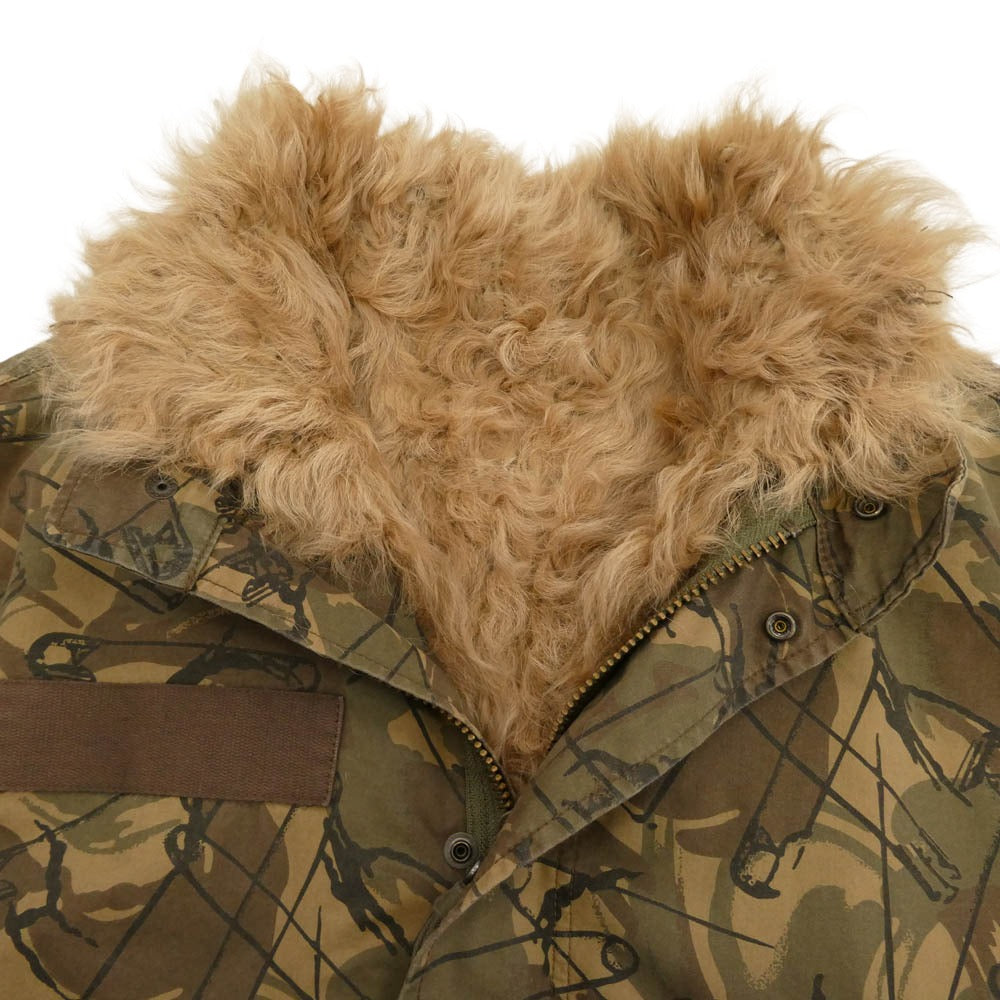 HYSTERIC GLAMOUR ヒステリックグラマー 0143AC08 カルガンラムファー リアル ファー ライナー 安全ピン カモフラ 総柄 モッズコート ジャケット ライトブラウン系 カーキ系 マルチカラー系 FERR【中古】