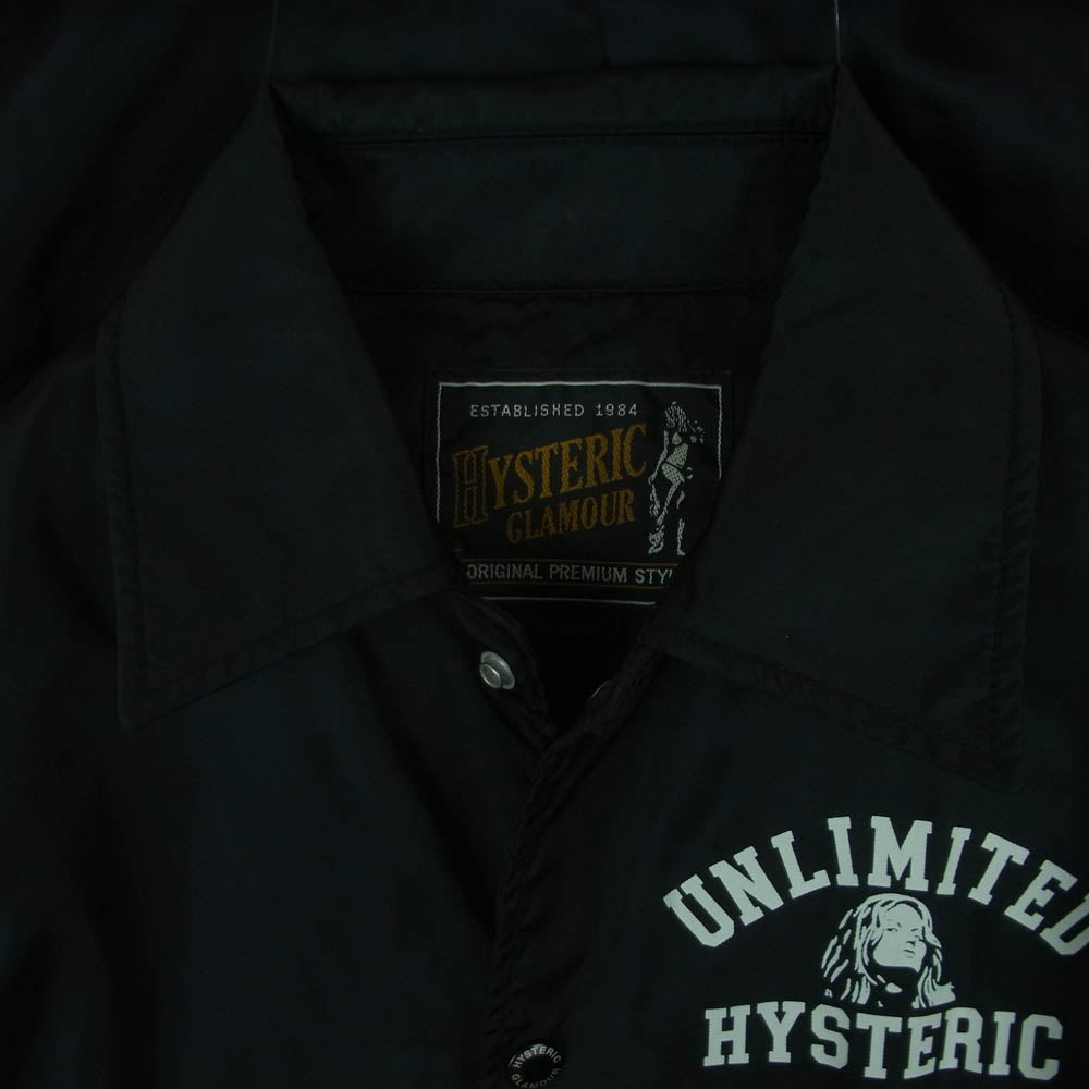 HYSTERIC GLAMOUR ヒステリックグラマー 0251AB02 裏地 レオパード柄 ナイロン コーチ ジャケット ブラック系 S【中古】