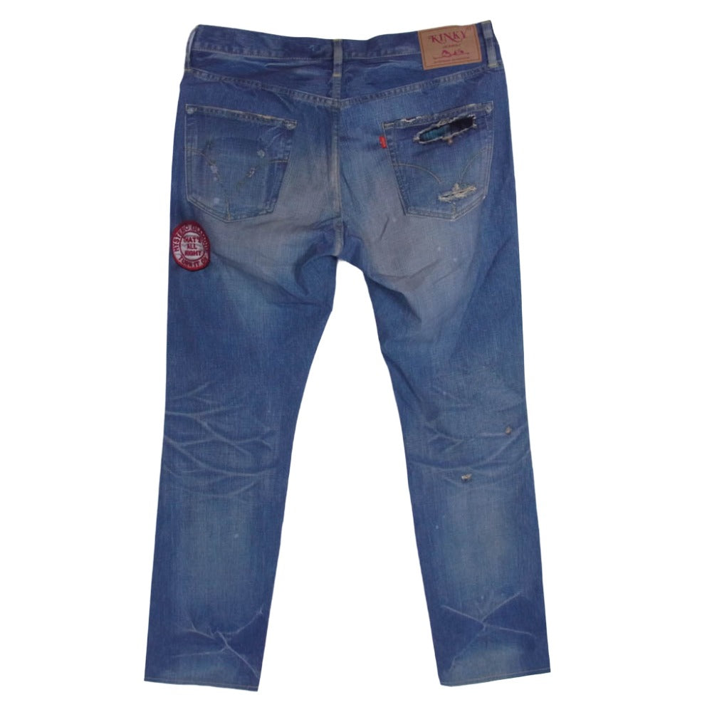 HYSTERIC GLAMOUR ヒステリックグラマー 02182AP06 GOD PATCH DENIM pt スリムストレート PT 転写 デニム パンツ ブルー系 M【中古】