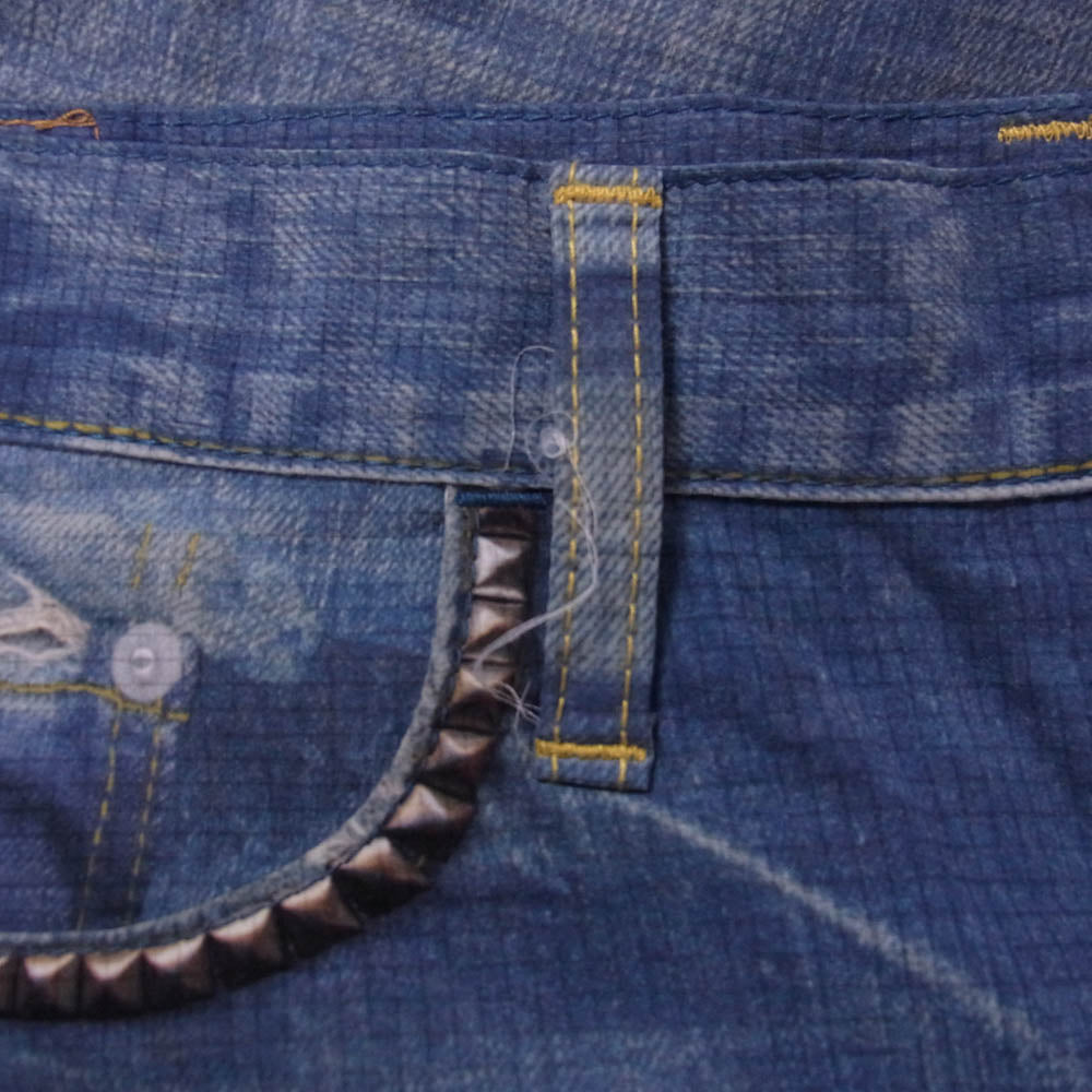 HYSTERIC GLAMOUR ヒステリックグラマー 02182AP06 GOD PATCH DENIM pt スリムストレート PT 転写 デニム パンツ ブルー系 M【中古】