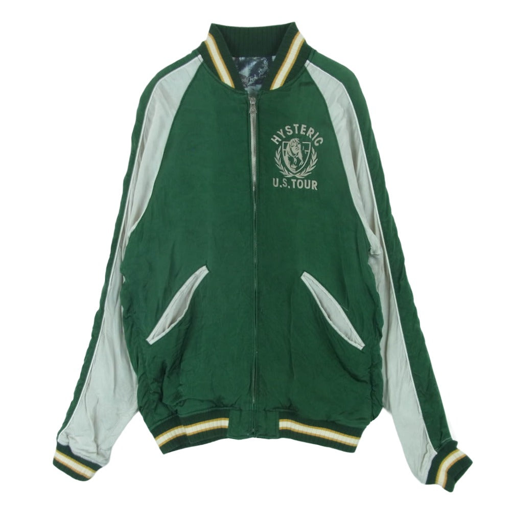 HYSTERIC GLAMOUR ヒステリックグラマー 0241AB04 TOUR84 刺繍 リバーシブル スカジャン ジップ アップ ジャケット グリーン系 ライトブルー系 M【中古】