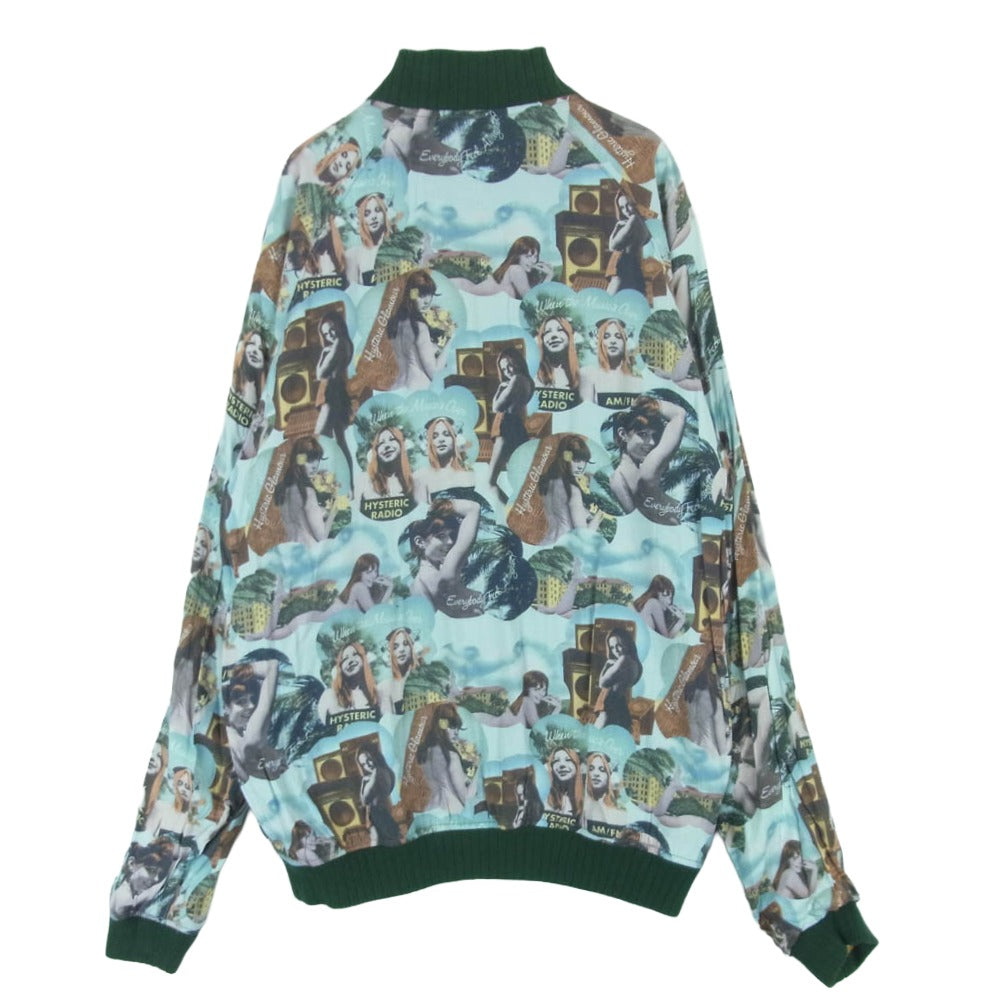 HYSTERIC GLAMOUR ヒステリックグラマー 0241AB04 TOUR84 刺繍 リバーシブル スカジャン ジップ アップ ジャケット グリーン系 ライトブルー系 M【中古】