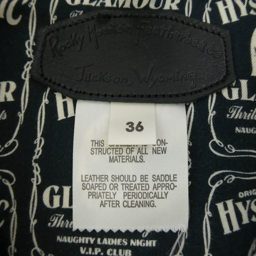 HYSTERIC GLAMOUR ヒステリックグラマー 0234AV01 ROCKY MOUNTAIN ロッキーマウンテン 裏地総柄 レザーヨーク ダウンベスト ブラック系 36【中古】