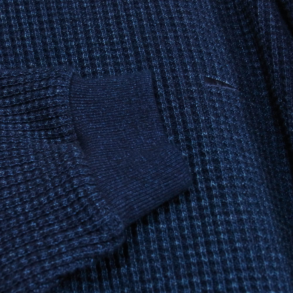 DESCENDANT ディセンダント 22AW GAUFRE WAFFLE LS ロゴ 刺繍 ゴーフル ワッフル クルーネック ニット セーター ネイビー系 2【中古】