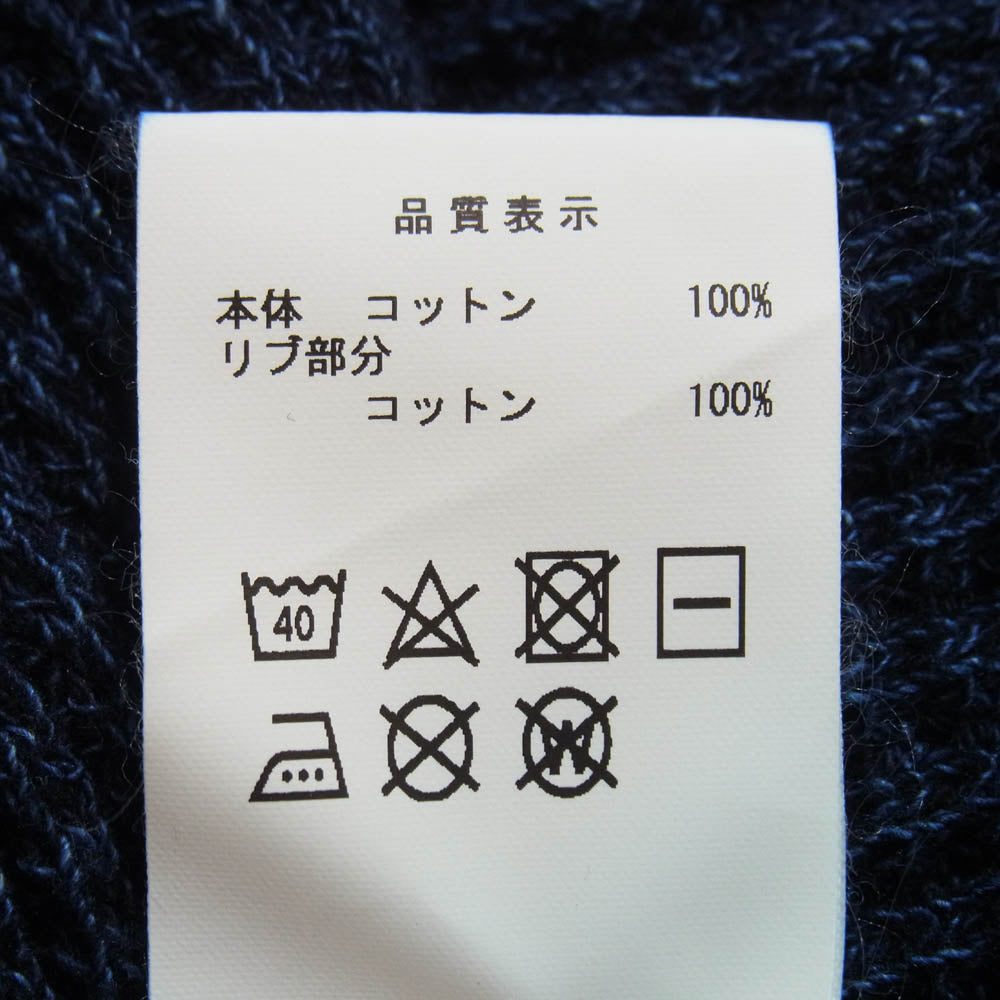 DESCENDANT ディセンダント 22AW GAUFRE WAFFLE LS ロゴ 刺繍 ゴーフル ワッフル クルーネック ニット セーター ネイビー系 2【中古】