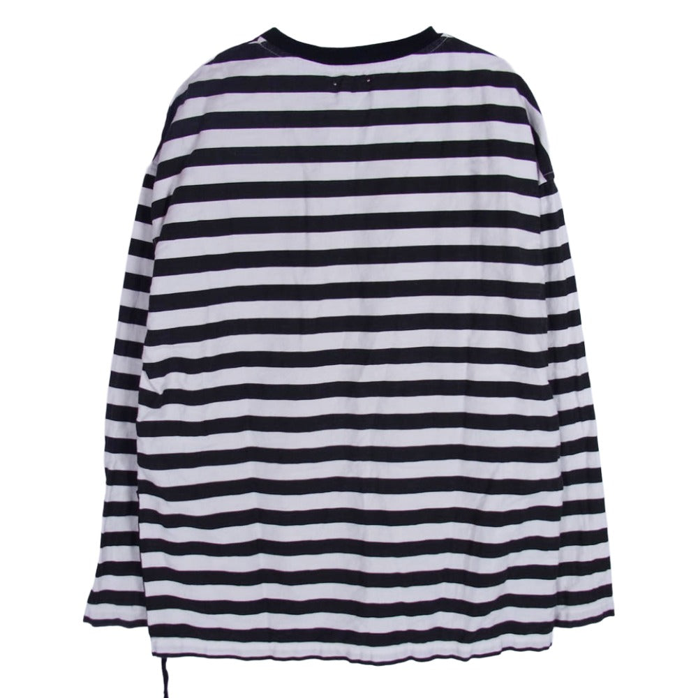 MINEDENIM マインデニム 2009-4003-07-032 Border Side Zip L/S Denim ボーダー サイドジップ ロングスリーブ 長袖 デニム Tシャツ カットソー ブラック系 3【中古】