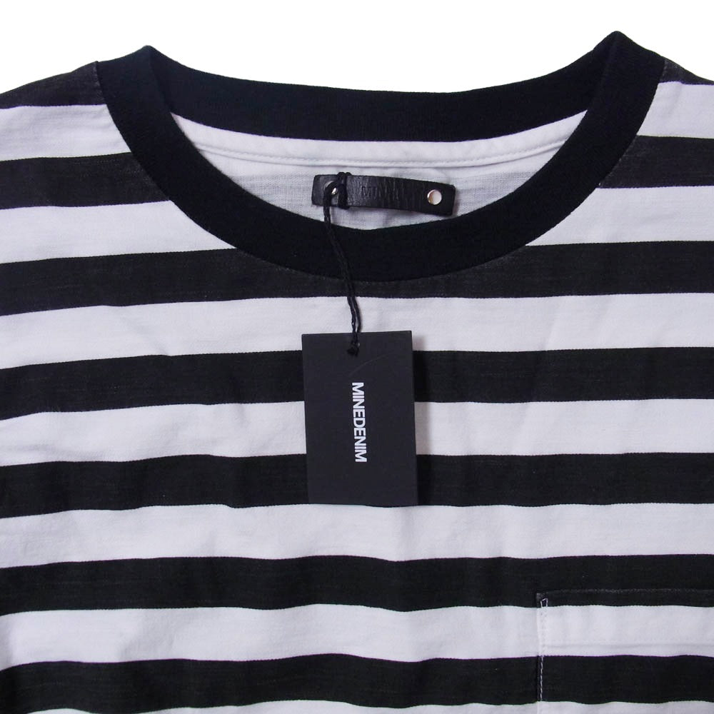 MINEDENIM マインデニム 2009-4003-07-032 Border Side Zip L/S Denim ボーダー サイドジップ ロングスリーブ 長袖 デニム Tシャツ カットソー ブラック系 3【中古】