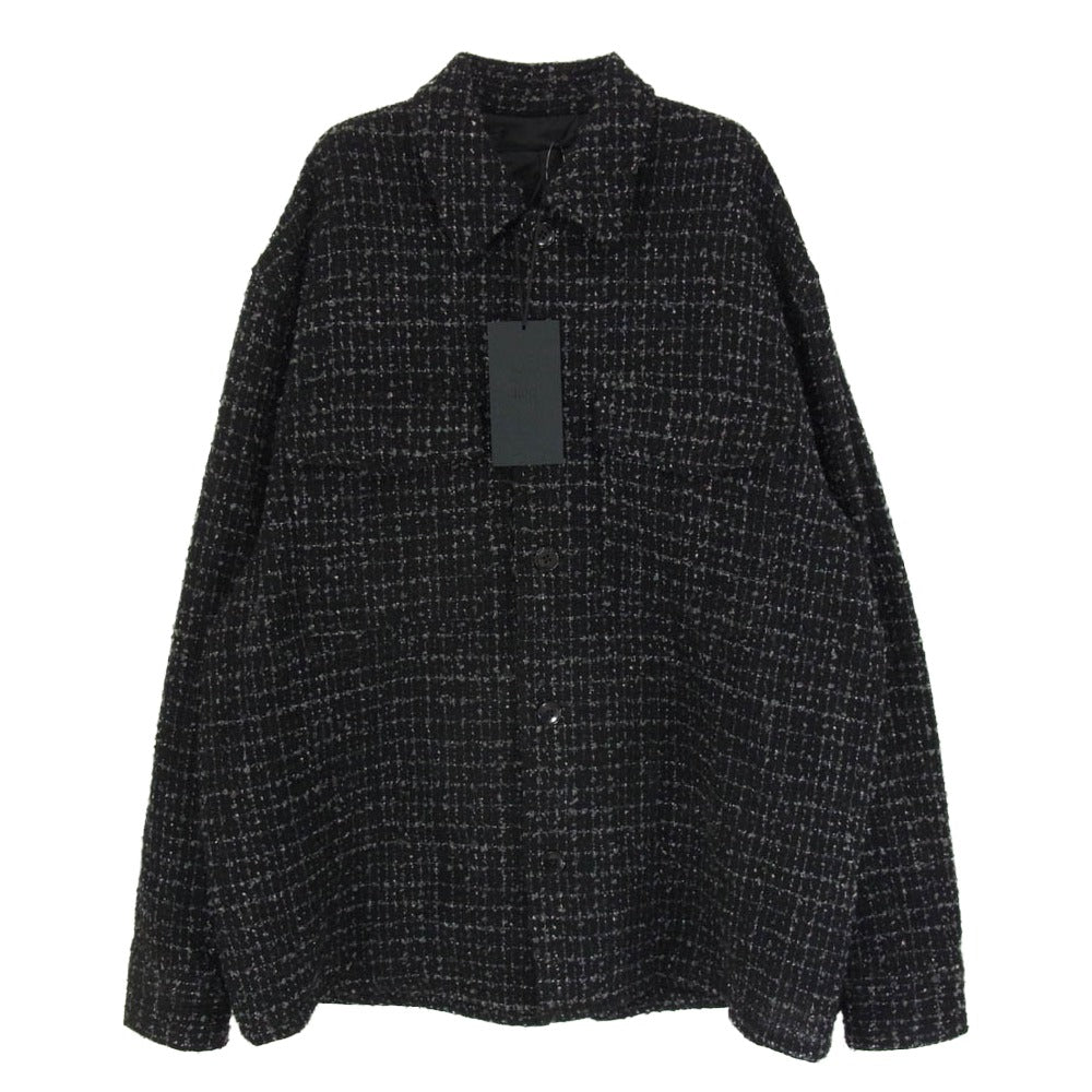 ユハ 10220701-1 FANCY TWEED SHIRT JACKET ファンシー ツイード シャツ ジャケット ブラック系 4【極上美品】【中古】
