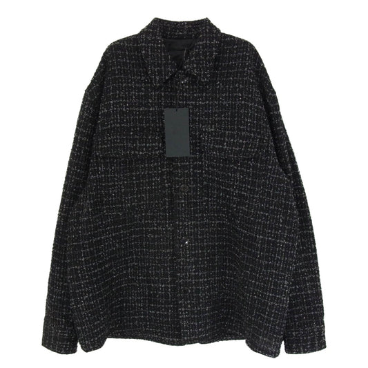 ユハ 10220701-1 FANCY TWEED SHIRT JACKET ファンシー ツイード シャツ ジャケット ブラック系 4【極上美品】【中古】