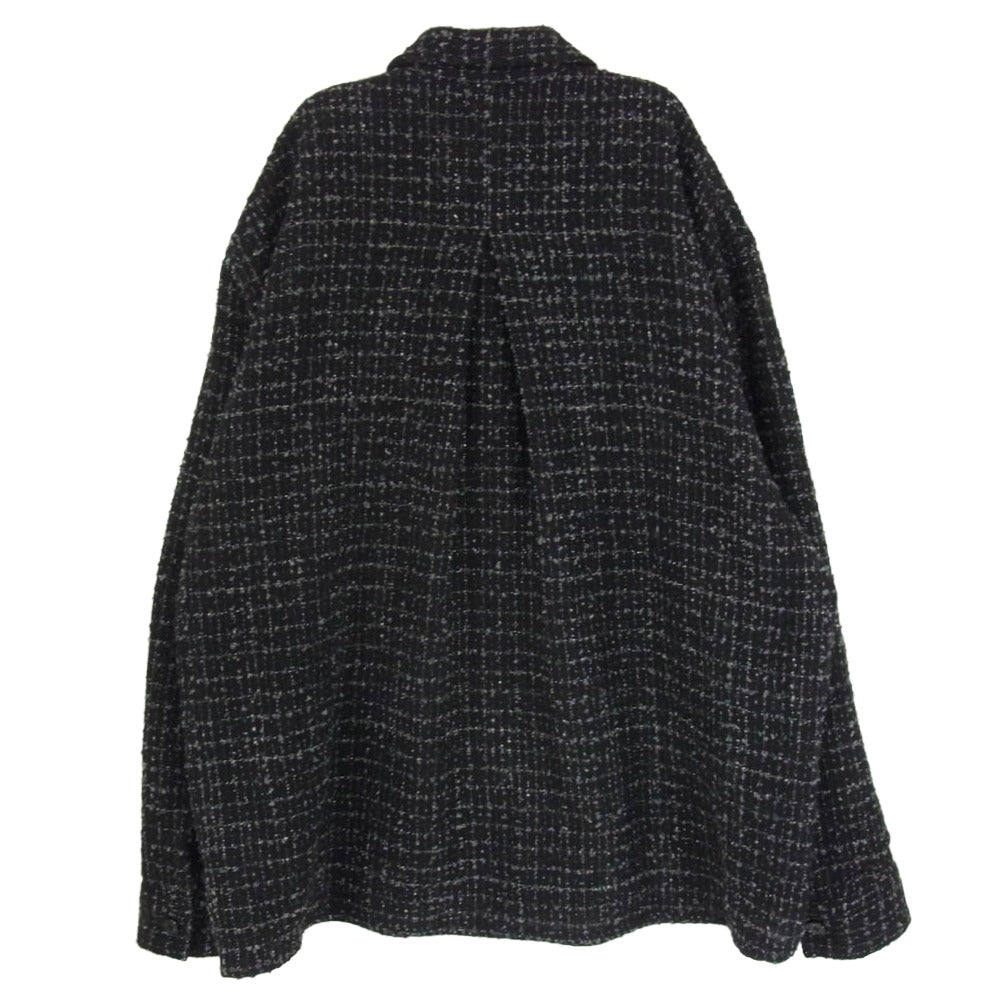 ユハ 10220701-1 FANCY TWEED SHIRT JACKET ファンシー ツイード シャツ ジャケット ブラック系 4【極上美品】【中古】