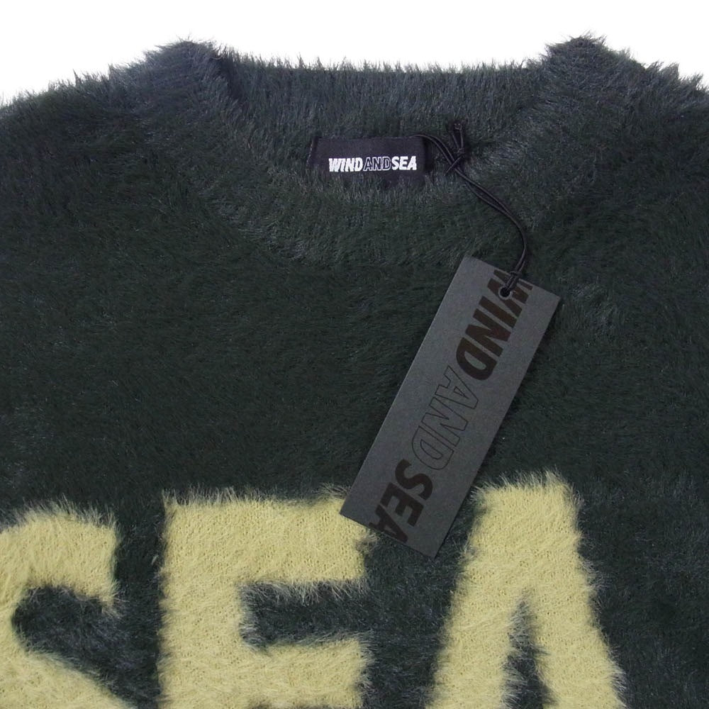 WIND AND SEA ウィンダンシー 25AW WDS-O-CLCS-25-Q3-KN-10 Shaggy BIGSEA Knit Sweater シャギー ロゴ ニット セーター モスグリーン系 M【極上美品】【中古】