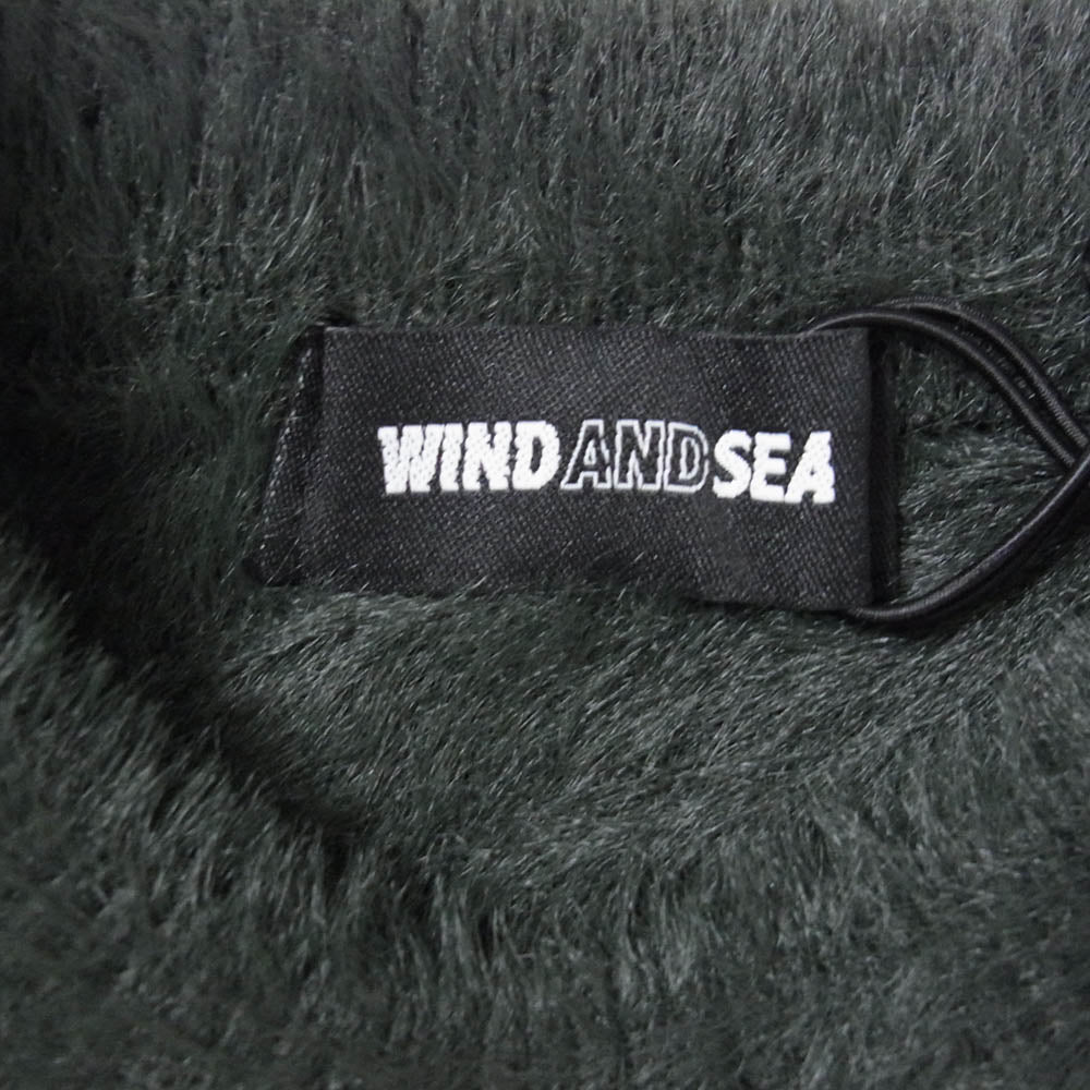 WIND AND SEA ウィンダンシー 25AW WDS-O-CLCS-25-Q3-KN-10 Shaggy BIGSEA Knit Sweater シャギー ロゴ ニット セーター モスグリーン系 M【極上美品】【中古】