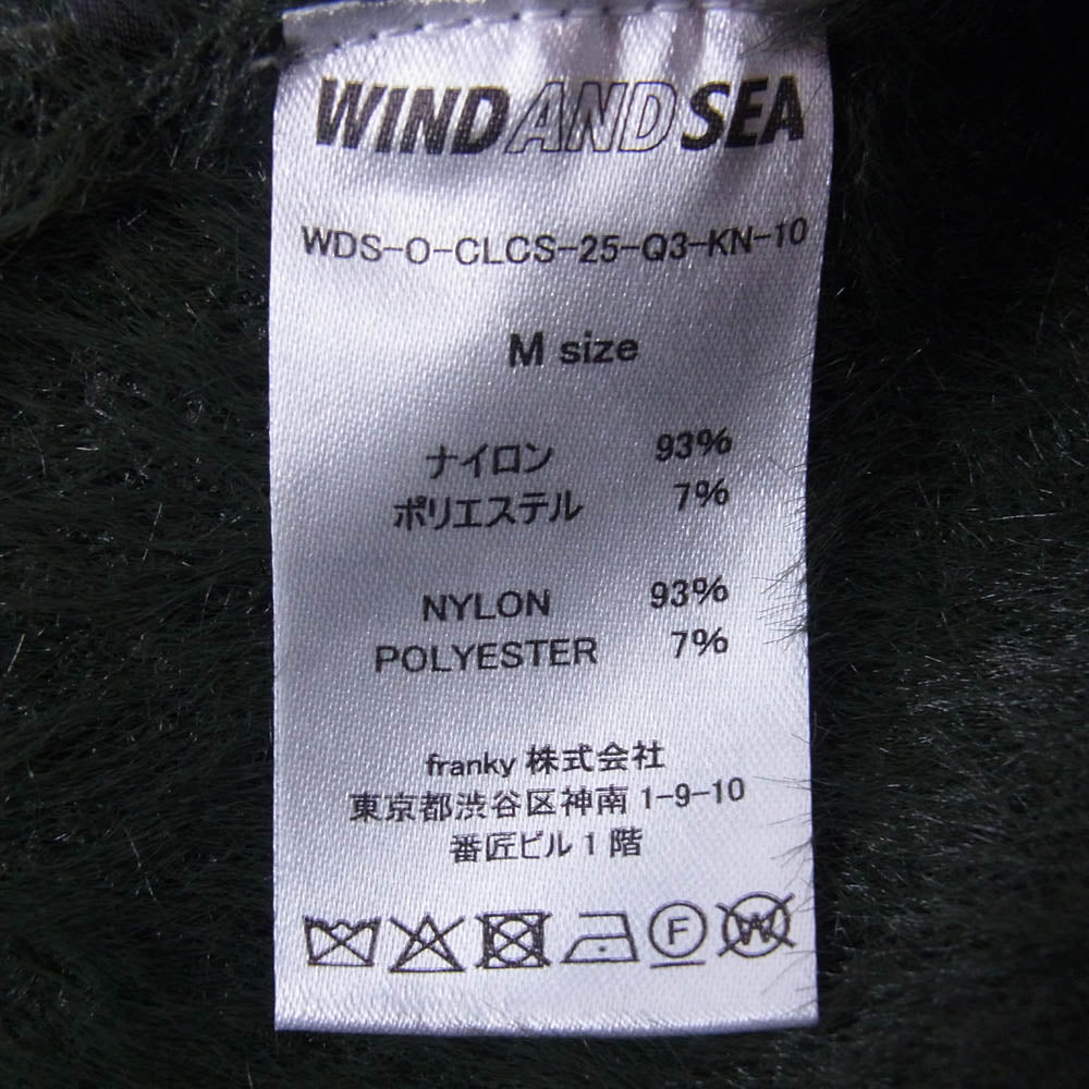 WIND AND SEA ウィンダンシー 25AW WDS-O-CLCS-25-Q3-KN-10 Shaggy BIGSEA Knit Sweater シャギー ロゴ ニット セーター モスグリーン系 M【極上美品】【中古】