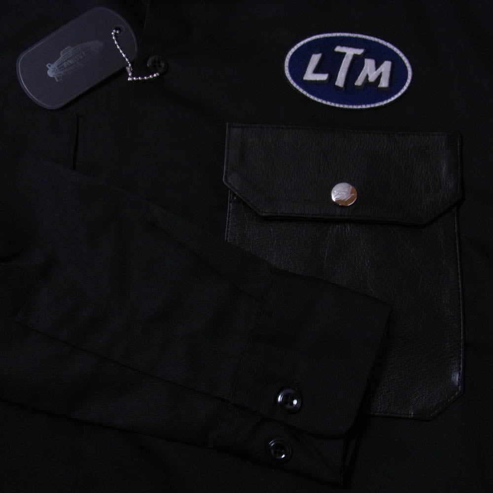 ラストマン Dickies ディッキーズ 252LM-SH03 × DICKIES ディッキーズ WORK SHIRTS レザー切替 ワーク シャツ ブラック系 S【極上美品】【中古】