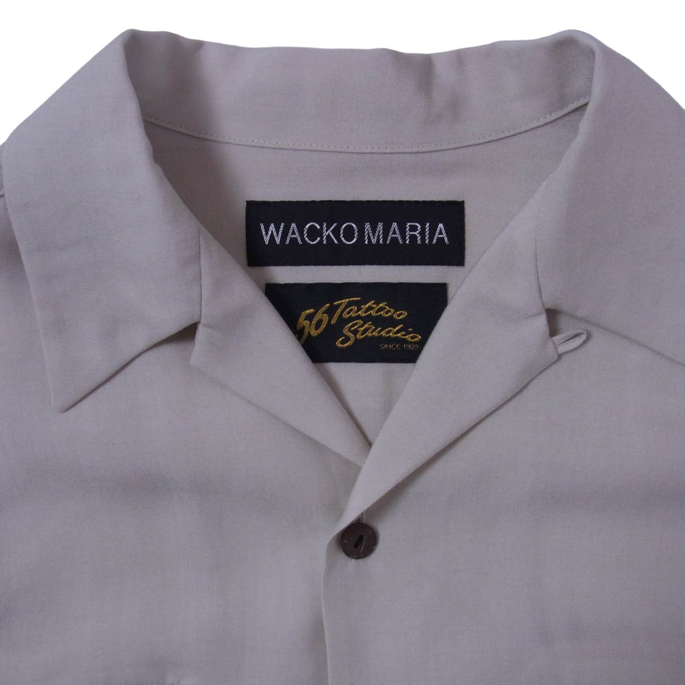 WACKO MARIA ワコマリア 56TS-WMS-OC03 × 56 TATTOO STUDIO タトゥースタジオ 50’S SHIRT L/S ロングスリーブ 開襟 オープンカラー 長袖 シャツ ベージュ系【極上美品】【中古】