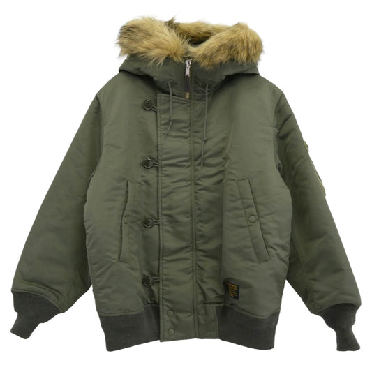 WACKO MARIA ワコマリア 25AW 25FW-WMO-ML01 N-2B FLIGHT JACKET ファーフード 中綿 フライト ボンバー ジャケット ブルゾン カーキ系 L【極上美品】【中古】