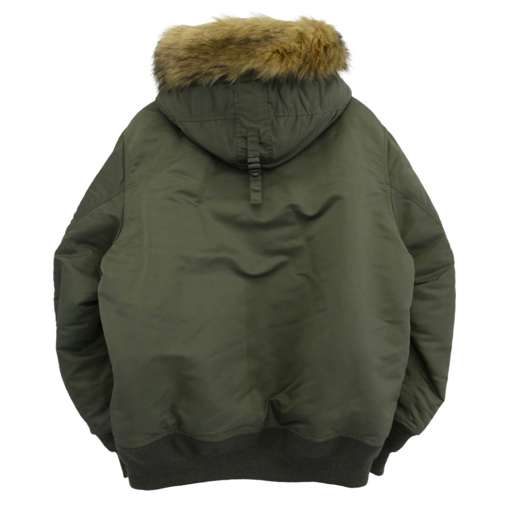 WACKO MARIA ワコマリア 25AW 25FW-WMO-ML01 N-2B FLIGHT JACKET ファーフード 中綿 フライト ボンバー ジャケット ブルゾン カーキ系 L【極上美品】【中古】