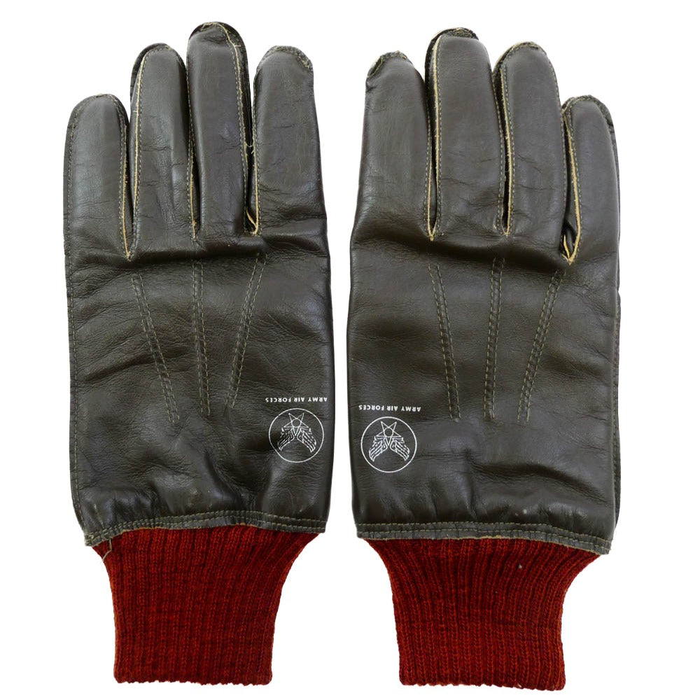 The REAL McCOY'S ザリアルマッコイズ TYPE A-10 GLOVE 赤リブ レザーグローブ ミリタリーグローブ 手袋 ダークブラウン系 8.5【中古】