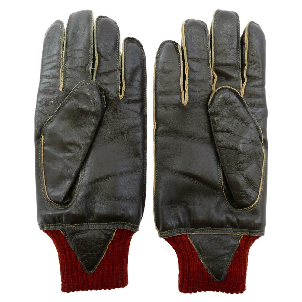The REAL McCOY'S ザリアルマッコイズ TYPE A-10 GLOVE 赤リブ レザーグローブ ミリタリーグローブ 手袋 ダークブラウン系 8.5【中古】