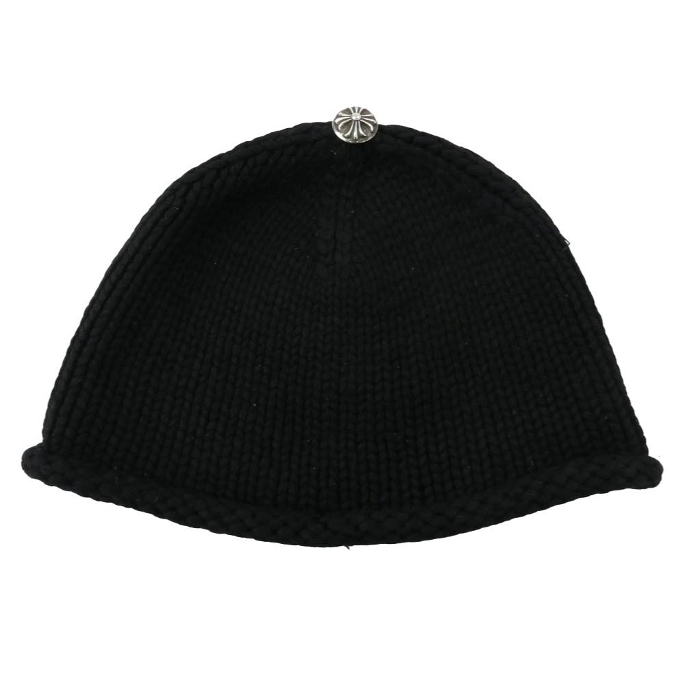 CHROME HEARTS クロムハーツ（原本無） BEANIE CASH レザークロスパッチ カシミヤ ニット帽 キャップ ブラック系【中古】