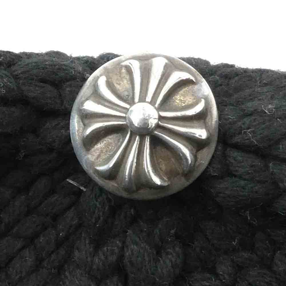 CHROME HEARTS クロムハーツ（原本無） BEANIE CASH レザークロスパッチ カシミヤ ニット帽 キャップ ブラック系【中古】