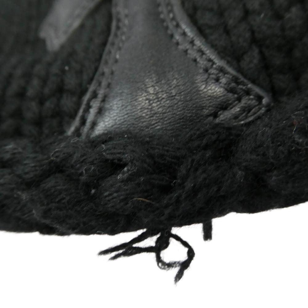 CHROME HEARTS クロムハーツ（原本無） BEANIE CASH レザークロスパッチ カシミヤ ニット帽 キャップ ブラック系【中古】