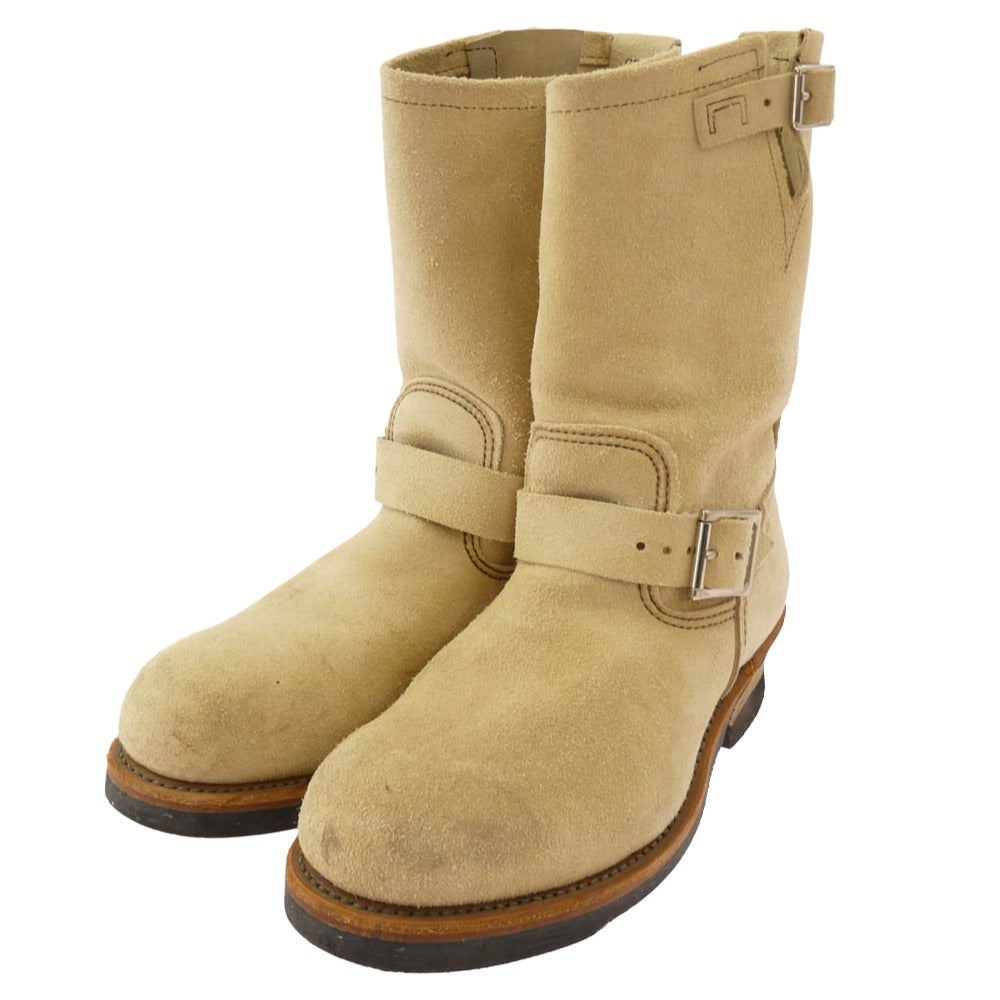 RED WING レッドウィング 8268 USA製 10年製 ENGINEER BOOT スチールトゥ スエード エンジニア ブーツ ベージュ系 26.5cm【中古】