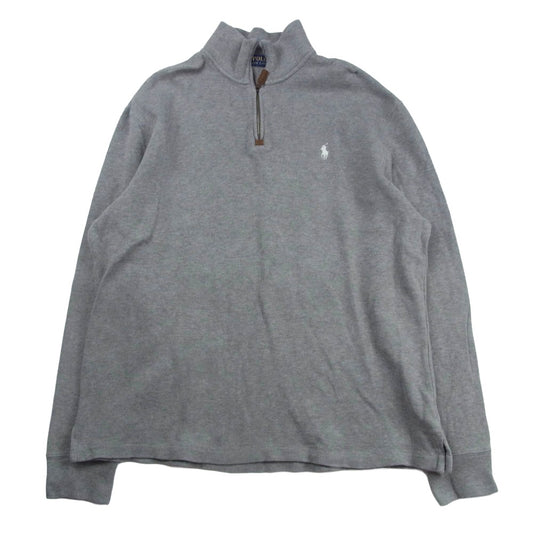POLO RALPH LAUREN ポロ・ラルフローレン HALF ZIP SWEAT ハーフジップ スウェット グレー系 L【中古】