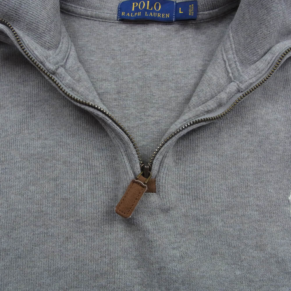 POLO RALPH LAUREN ポロ・ラルフローレン HALF ZIP SWEAT ハーフジップ スウェット グレー系 L【中古】