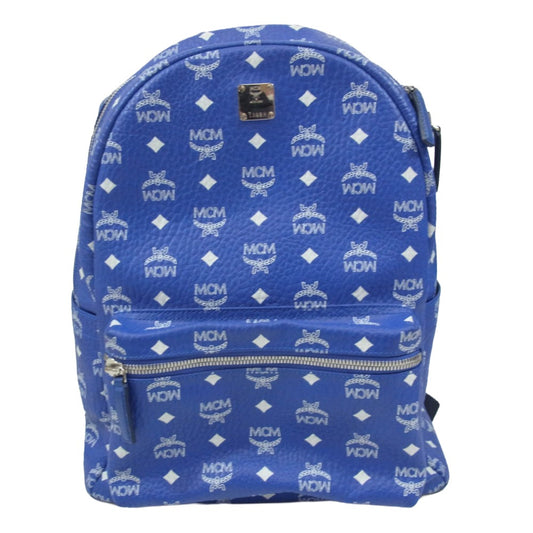 MCM エム・シー・エム MMKASVE02H1001 Stark Backpack in Visetos Surf the Web モノグラム ヴィセトス柄 スターク レザー バックパック リュック バッグ ブルー系【中古】