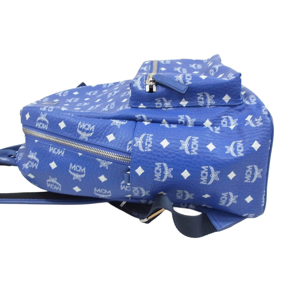MCM エム・シー・エム MMKASVE02H1001 Stark Backpack in Visetos Surf the Web モノグラム ヴィセトス柄 スターク レザー バックパック リュック バッグ ブルー系【中古】