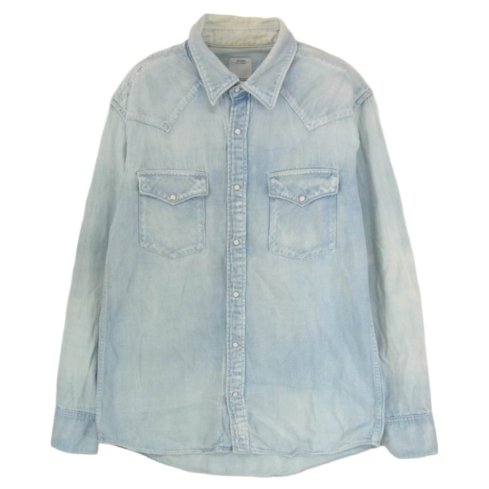 VISVIM ビズビム 16SS 0116105007001 SOCIAL SCULPTURE SHIRT DMGD ソーシャル スカルプチャー ユーズド加工 デニム ウエスタン 長袖 シャツ インディゴブルー系 2【中古】