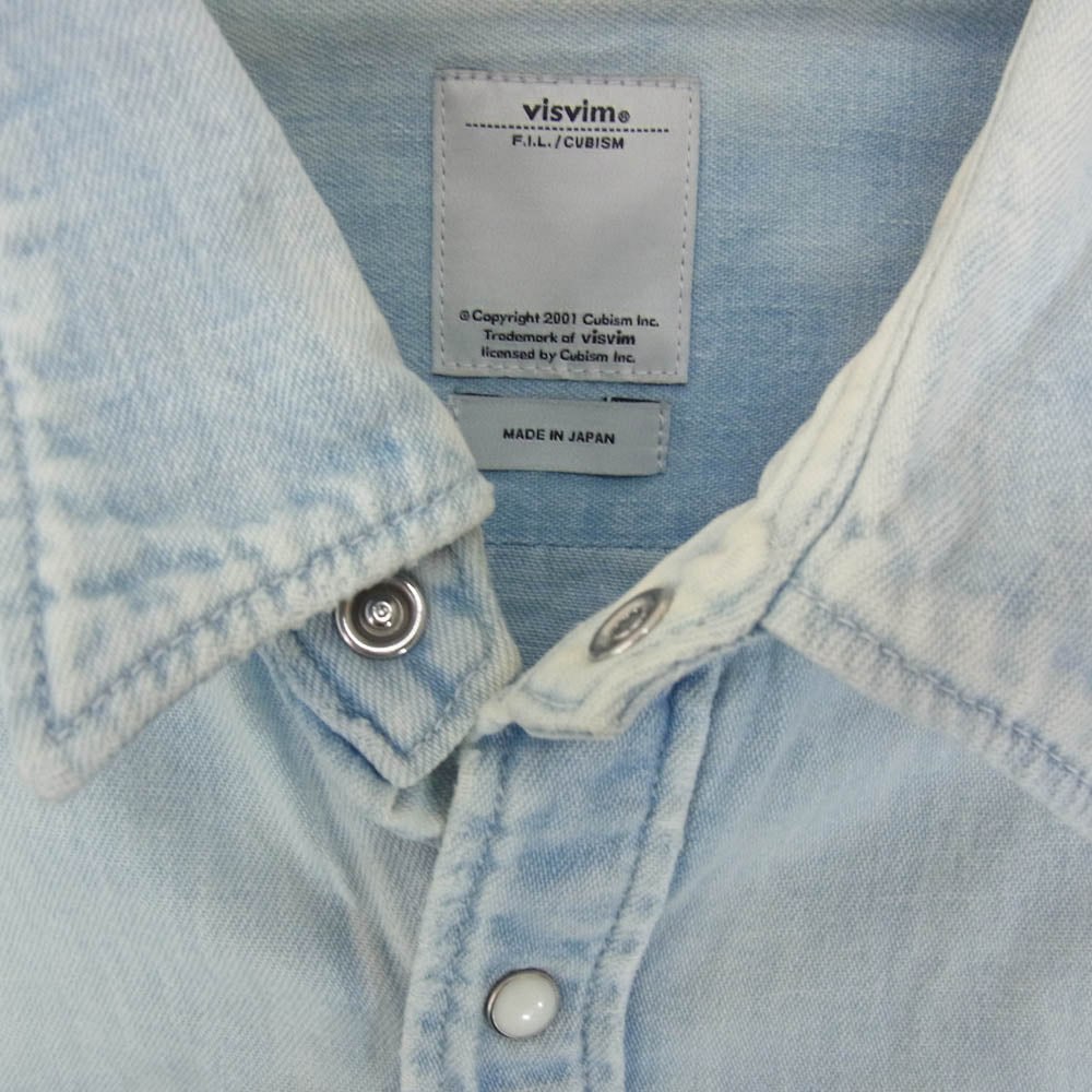 VISVIM ビズビム 16SS 0116105007001 SOCIAL SCULPTURE SHIRT DMGD ソーシャル スカルプチャー ユーズド加工 デニム ウエスタン 長袖 シャツ インディゴブルー系 2【中古】