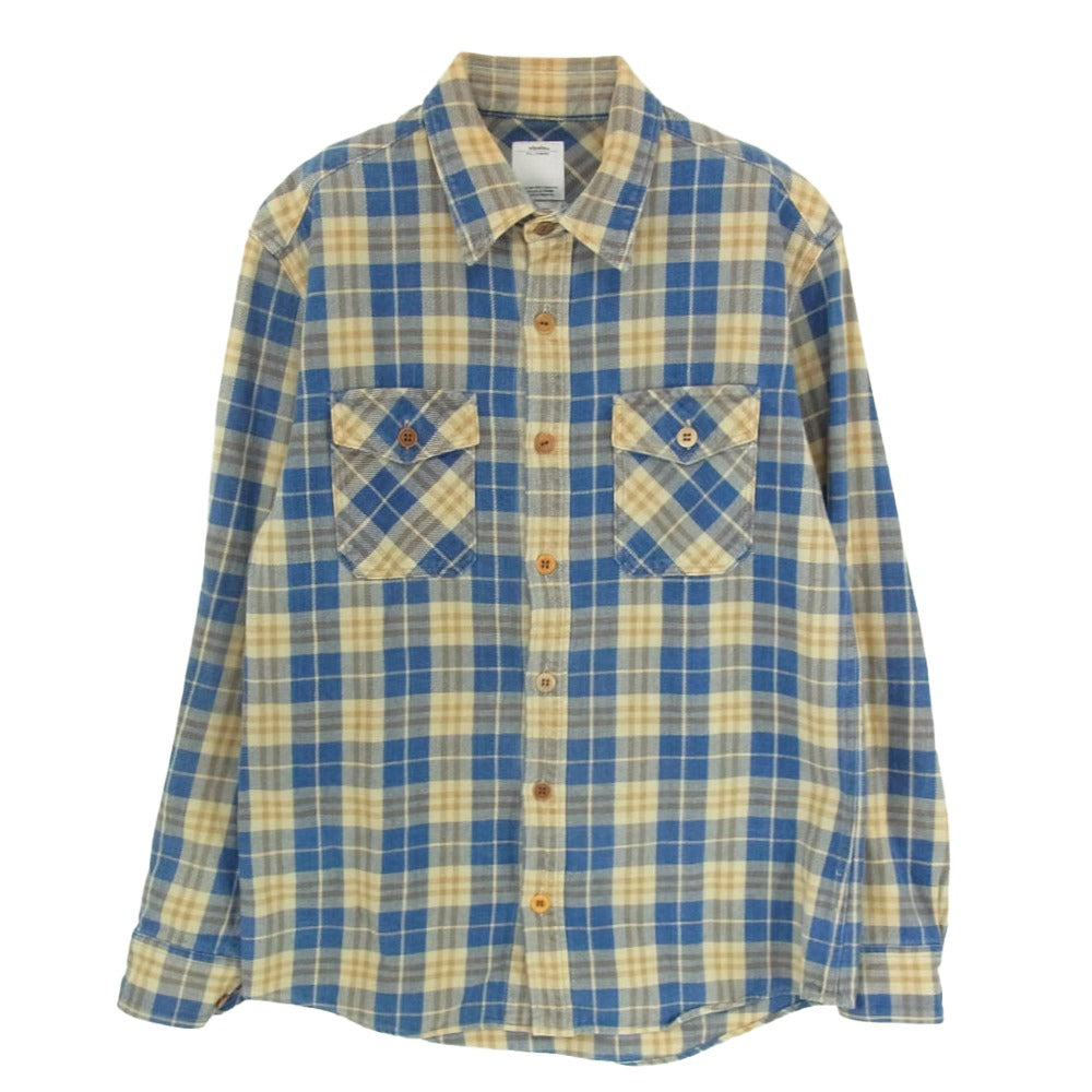 VISVIM ビズビム 14AW 0114205011022 Black Elk Flannel Shirt エルク フランネル チェック シャツ ブルー系 2【中古】