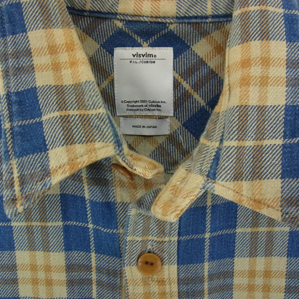 VISVIM ビズビム 14AW 0114205011022 Black Elk Flannel Shirt エルク フランネル チェック シャツ ブルー系 2【中古】
