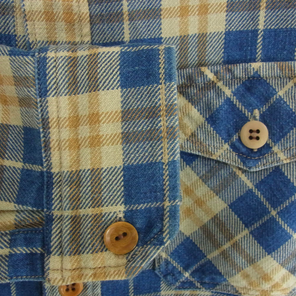 VISVIM ビズビム 14AW 0114205011022 Black Elk Flannel Shirt エルク フランネル チェック シャツ ブルー系 2【中古】