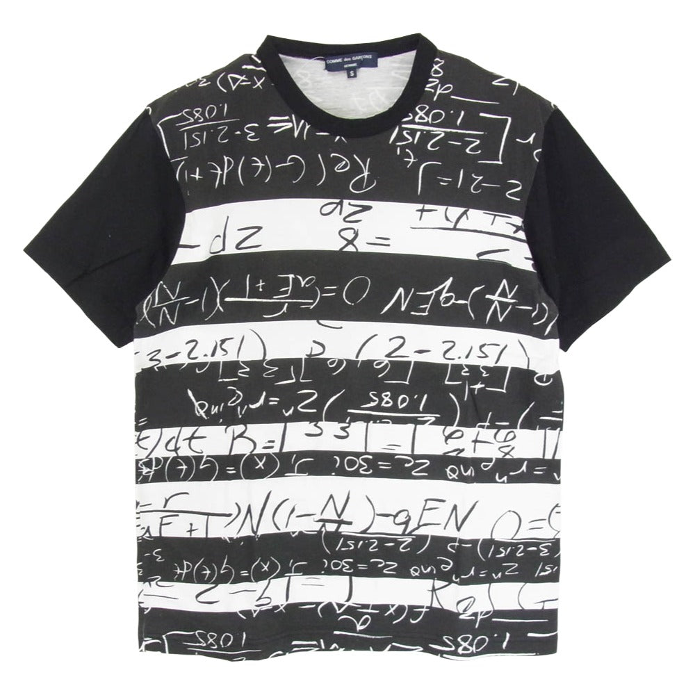 COMME des GARCONS HOMME コムデギャルソンオム AD2015 HP-T009 コットン 数式 モチーフ 半袖 Tシャツ ブラック系 S【中古】