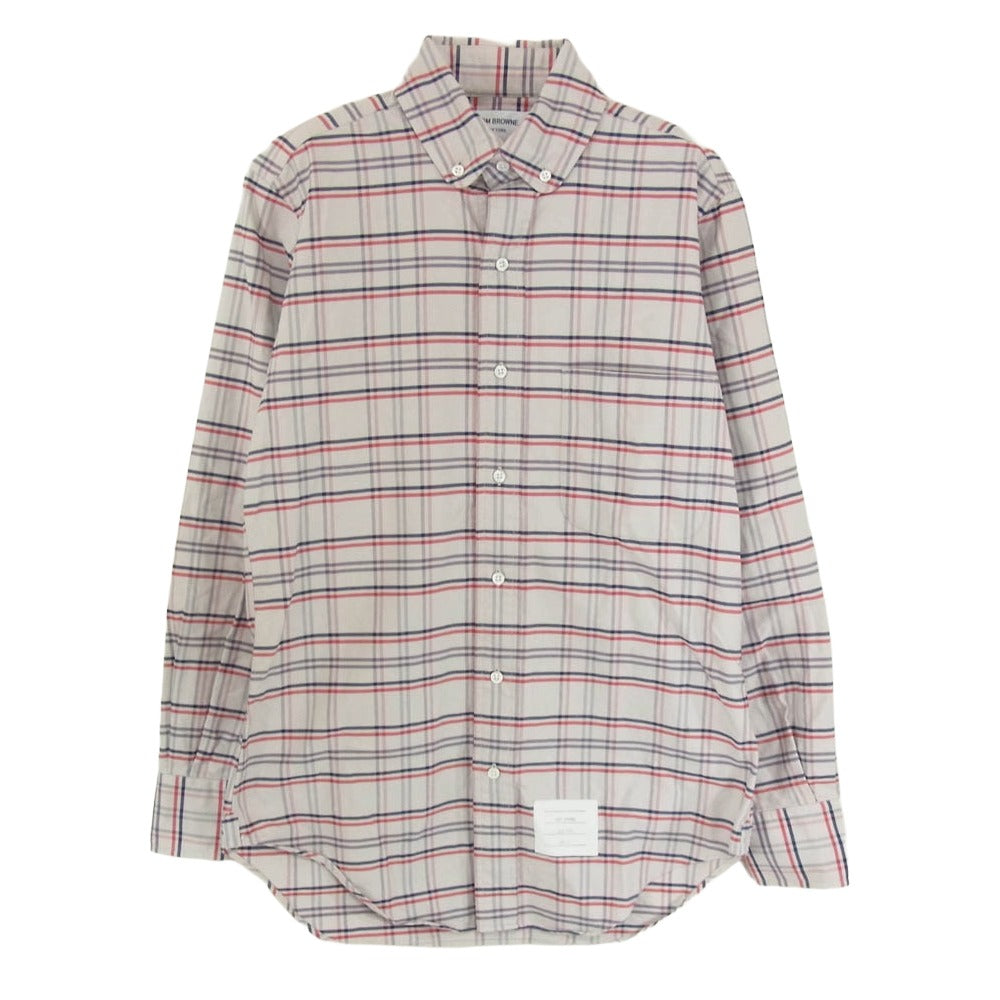 THOM BROWNE トムブラウン 01113A4013 USA製 チェック フランネル ボタンダウン 長袖 シャツ グレー系【中古】