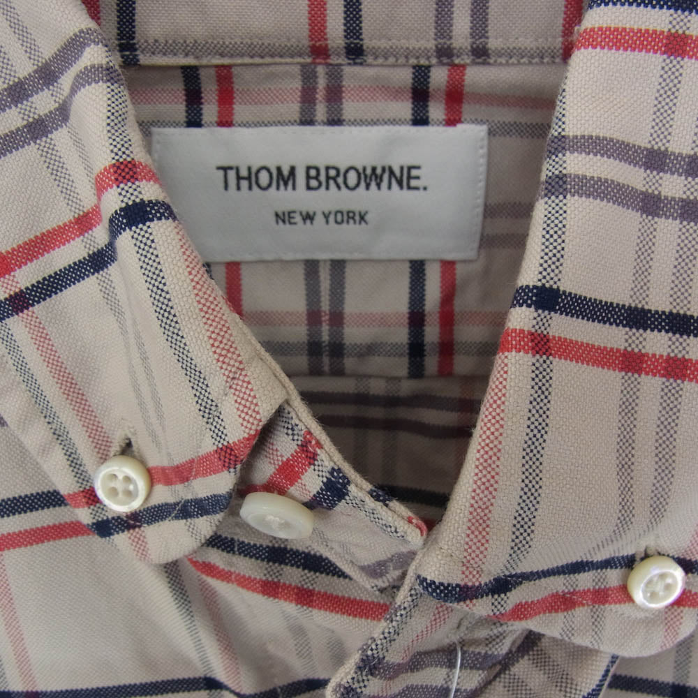 THOM BROWNE トムブラウン 01113A4013 USA製 チェック フランネル ボタンダウン 長袖 シャツ グレー系【中古】