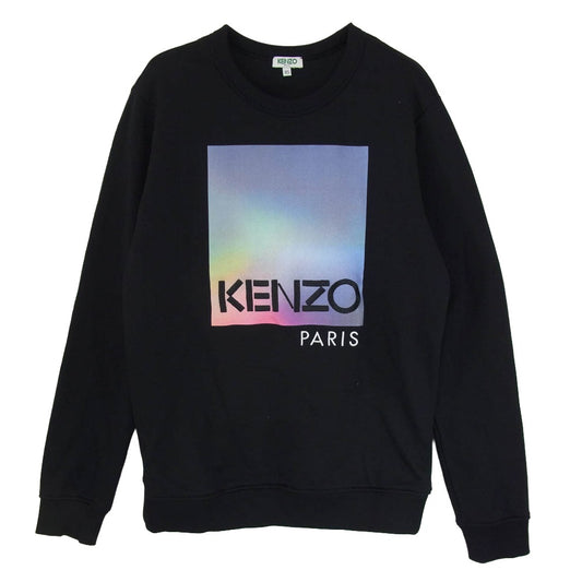 KENZO ケンゾー F765SW1674MF グラデーション ロゴ クルーネック スウェット ブラック系 XS【美品】【中古】