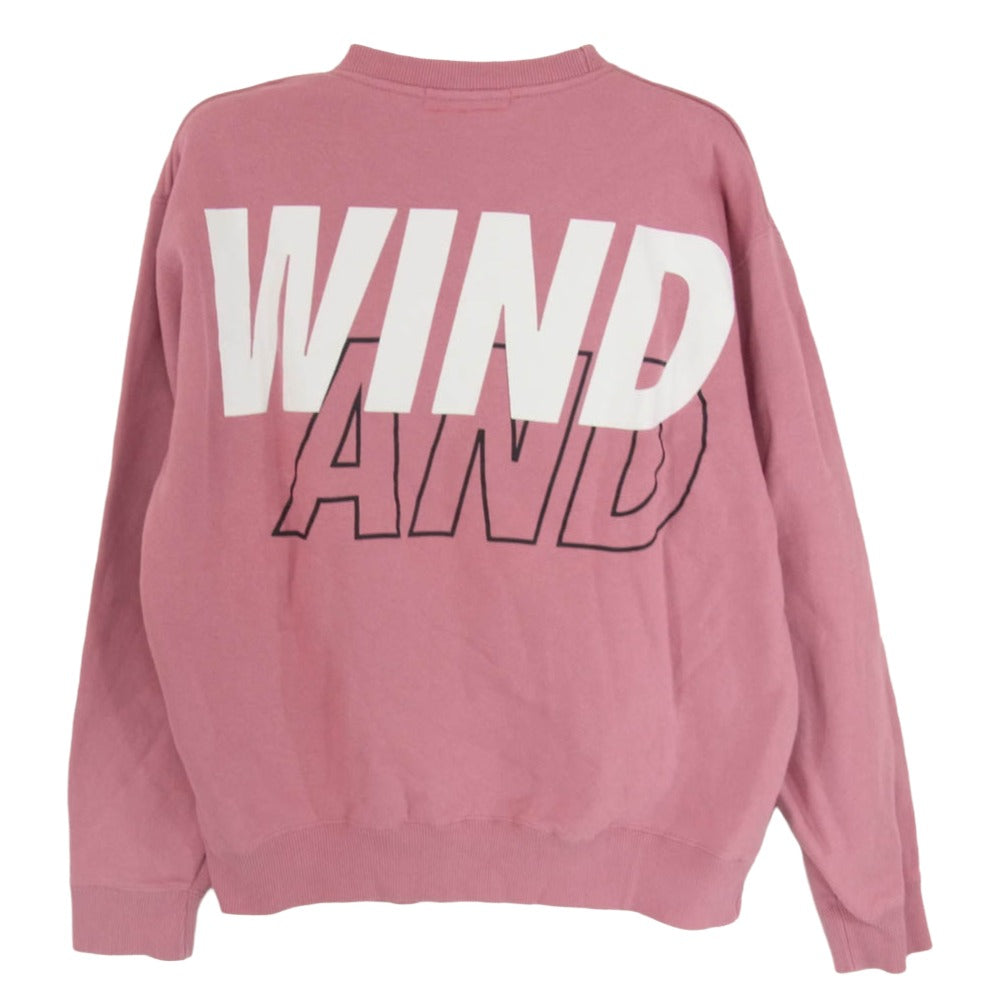 WIND AND SEA ウィンダンシー ロゴ コットン クルーネック スウェット ピンク系 M【中古】